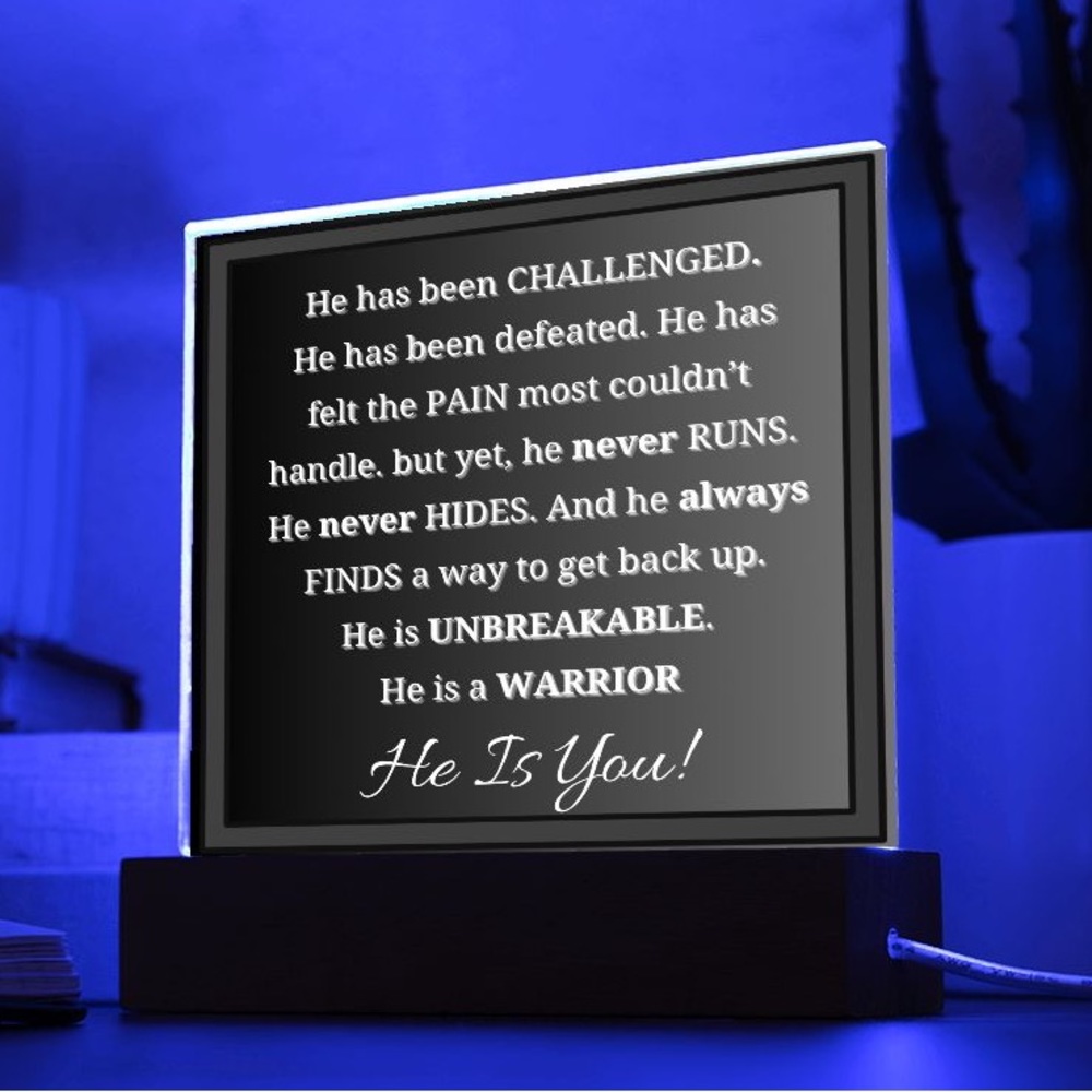 Square Acrylic Plaque With LED - Perfect Gift For Him Inspirational Message